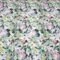 Preview: Stoff Baumwolle Jersey mit Eukalyptus Blumenmuster Design weiß grün rosa bunt Kleiderstoff Kinderstoff