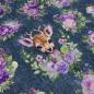 Preview: Stoff Baumwolle French Terry Sweatshirtstoff DEAR LOVE Jessy Sewing Reh Hirsch jeans blau flieder lila grün braun Kleiderstoff Kinderstoff
