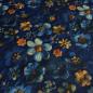 Preview: Stoff Sweatshirtstoff mit Alpenfleece Abseite Blumen & Blüten Design Jeanslook blau orange braun bunt Kinderstoff Kleiderstoff Hoodiestoff