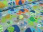 Preview: Fabric jersey cotton elephants flowers hearts design gray colorful children's fabric dress fabric