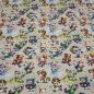 Preview: Stoff Baumwolle Jersey Tiere Hase Katze Zebra Bär Elefant Design beige multicolor bunt Kleiderstoff Kinderstoff