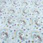 Preview: Stoff Baumwolle Jersey "dreaming unicorn" Einhorn Regenbogen Herzen hellblau bunt Kinderstoff Kleiderstoff