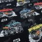 Preview: Fabric cotton jersey burnout monster trucks cars black colorful children's fabric dress fabric by the meter