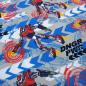 Preview: Stoff Baumwolle Jersey Power Rob Roboter Superhelden grau blau rot gelb bunt Kinderstoff Kleiderstoff