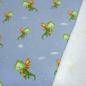 Preview: Fabric cotton jersey Little Dragon dragon design blue green brown colorful children's fabric dress fabric