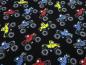 Preview: Fabric cotton jersey monster truck cars design black red blue yellow colorful children's fabric dress fabric