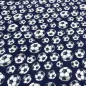 Preview: Cotton Jersey Fabric with Soccer Ball Design in Navy Blue, White, and Black—Children's Clothing Fabric