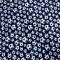 Preview: Cotton Jersey Fabric with Soccer Ball Design in Navy Blue, White, and Black—Children's Clothing Fabric