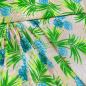 Preview: Fabric chiffon crepe blouse fabric dress fabric with flowers palm leaves design green neon green blue old pink cream
