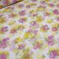Preview: Stoff Stretch Netzstoff mit Blumenmuster Design weiß gelb pink grün Kleiderstoff