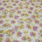 Preview: Stoff Stretch Netzstoff mit Blumenmuster Design weiß gelb pink grün Kleiderstoff
