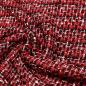 Preview: Stoff Bouclé Karo Lurex rot schwarz wollweiß Kostümstoff Mantelstoff Jackenstoff