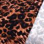 Preview: Stoff Viskose Jersey mit Leo Tierprint Design schwarz braun beige rosé Kleiderstoff