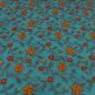 Preview: Fabric Ital. pattern walk cooking wool walkloden relief flowers petrol gray red yellow coat fabric dress fabric