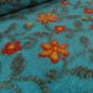 Preview: Fabric Ital. pattern walk cooking wool walkloden relief flowers petrol gray red yellow coat fabric dress fabric