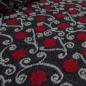 Preview: Fabric Ital. pattern walk boiled wool walkloden with relief flowers tendrils anthracite red light gray dress fabric coat fabric