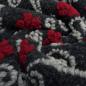 Preview: Fabric Ital. pattern walk boiled wool walkloden with relief flowers tendrils anthracite red light gray dress fabric coat fabric