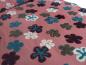 Preview: Fabric Ital. cotton jersey with wool tops intarsia flowers old pink petrol khaki bordeaux dress fabric