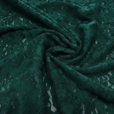 Stoff Stretch Spitze Spitzenstoff Blumenmuster grün tannengrün Kleiderstoff