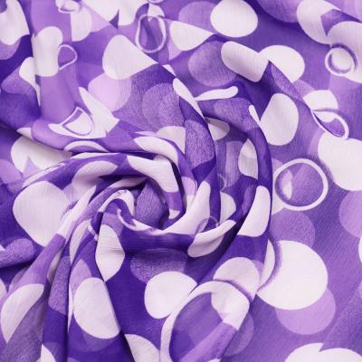 Fabric chiffon crepe blouse fabric dress fabric with dots circles design purple white