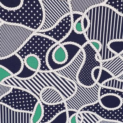 Fabric viscose jersey with nautical dots stripes cord design navy blue green white black dress fabric kids fabric