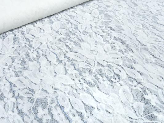 Stoff Stretch Spitze Spitzenstoff mit Blumenmuster cremeweiß off-white Kleiderstoff Hochzeitsstoff