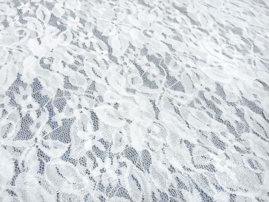 Stoff Stretch Spitze Spitzenstoff mit Blumenmuster cremeweiß off-white Kleiderstoff Hochzeitsstoff