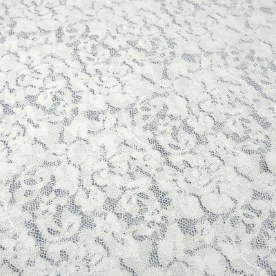 Stoff leichter Bi-Stretch Spitze Spitzenstoff mit Blumenmuster wollweiß off-white Kleiderstoff Hochzeitsstoff
