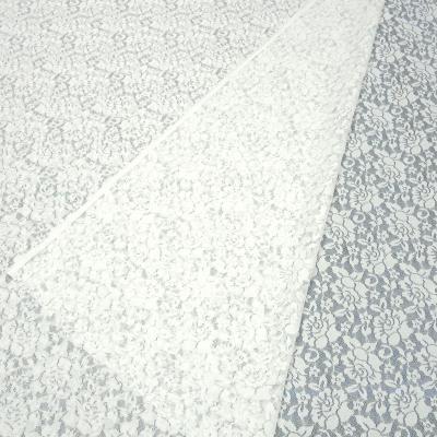 Stoff leichter Bi-Stretch Spitze Spitzenstoff mit Blumenmuster wollweiß off-white Kleiderstoff Hochzeitsstoff