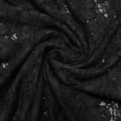 Stoff Spitze Spitzenstoff elastisch mit Blumenmuster schwarz Kleiderstoff Gothic