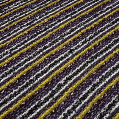 Stoff Strickstoff Grobstrick quer gestreift lila schwarz weiß gelb beige bordeaux silber Kleiderstoff