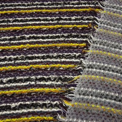 Stoff Strickstoff Grobstrick quer gestreift lila schwarz weiß gelb beige bordeaux silber Kleiderstoff
