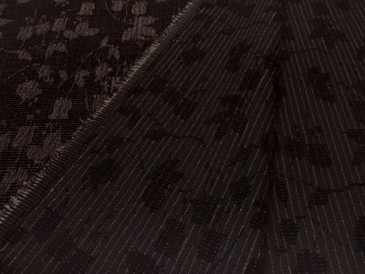 Stoff Jacquard Jackenstoff Blumen Blätter Design braun schwarz Kleiderstoff Kostümstoff
