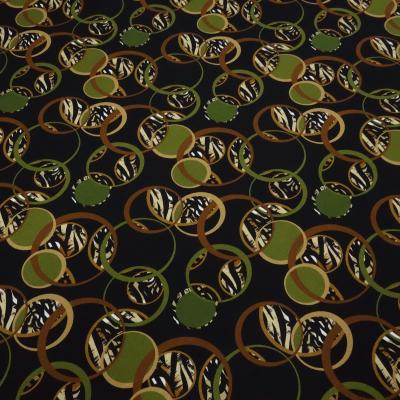 Fabric cotton jersey circles design black olive brown beige dress fabric