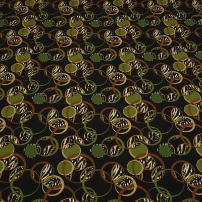 Fabric cotton jersey circles design black olive brown beige dress fabric