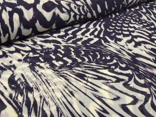 Fabric 100% viscose chiffon georgette with abstract geometric pattern design navy blue vanilla sand blouse fabric dress fabric
