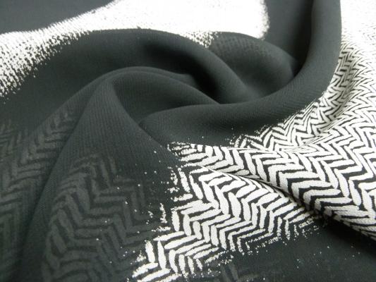 Stoff Viskose Chiffon Georgette mit abstrakten Design Druck grau weiß Blusenstoff Kleiderstoff