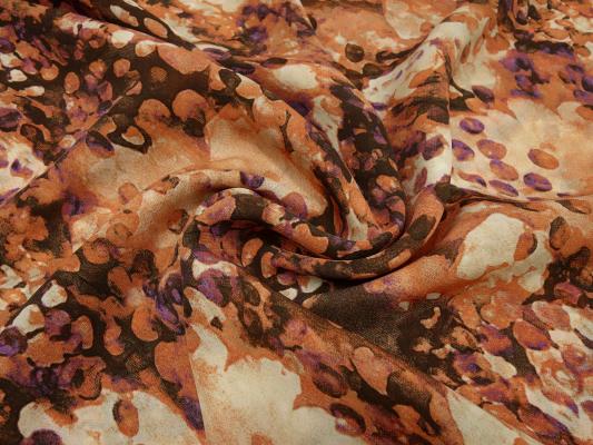 Stoff Chiffon Blusenstoff abstrakte Punkte Flecken Design orange braun beige lila Kleiderstoff