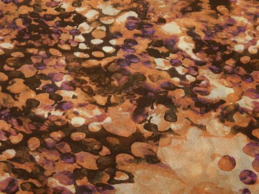 Stoff Chiffon Blusenstoff abstrakte Punkte Flecken Design orange braun beige lila Kleiderstoff