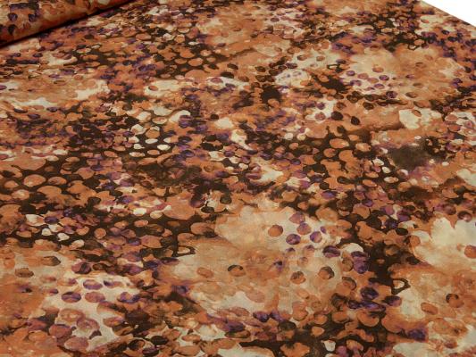 Stoff Chiffon Blusenstoff abstrakte Punkte Flecken Design orange braun beige lila Kleiderstoff