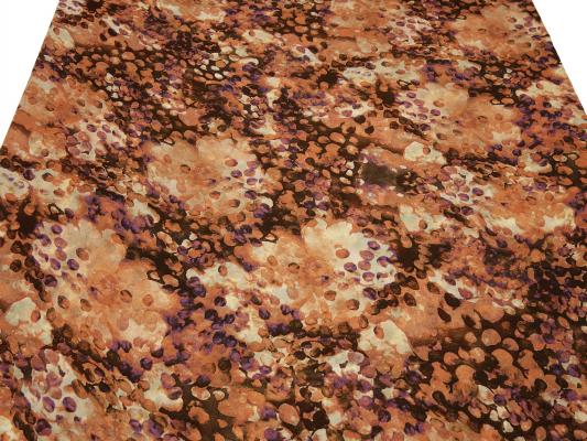 Stoff Chiffon Blusenstoff abstrakte Punkte Flecken Design orange braun beige lila Kleiderstoff