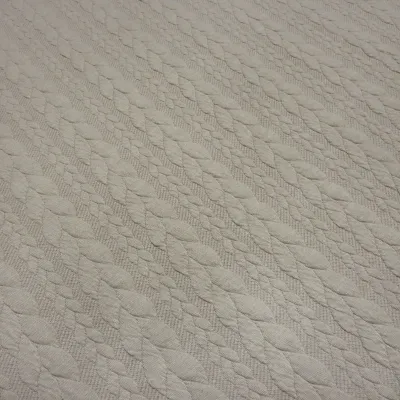 Fabric: Cable-Knit Jacquard Cable Pattern Jersey, Sold by the Meter, Solid Color, Natural Beige, Dress Fabric, Children's Fabric