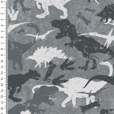 Stoff Baumwolle Sweatshirtstoff Dinos Dinosaurier Design grau weiß anthrazit Kinderstoff Kleiderstoff