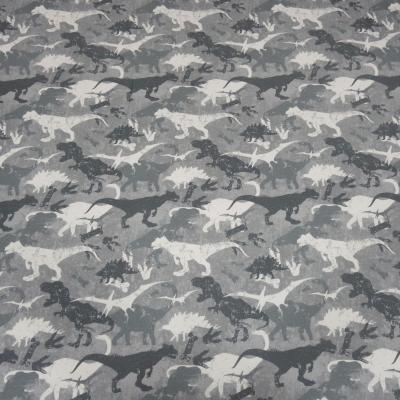 Stoff Baumwolle Sweatshirtstoff Dinos Dinosaurier Design grau weiß anthrazit Kinderstoff Kleiderstoff