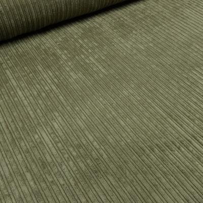 Stoff Cord mit Faux Fellabseite khaki oliv Breitcord Jackenstoff Mantelstoff