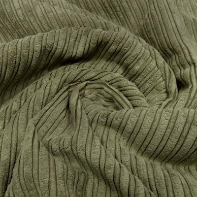 Stoff Cord mit Faux Fellabseite khaki oliv Breitcord Jackenstoff Mantelstoff