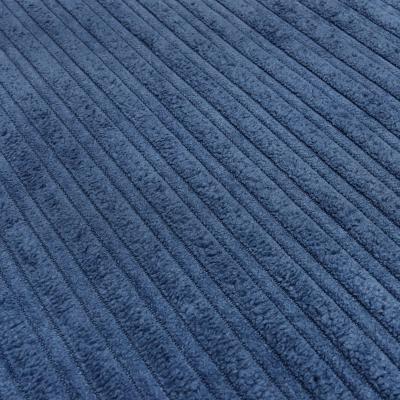 Stoff Cord mit Faux Fellabseite jeans blau Breitcord Jackenstoff Mantelstoff