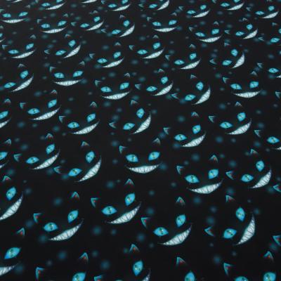 Fabric cotton jersey Ghost Cats Grinsekataze design black turquoise white colorful children's fabric dress fabric