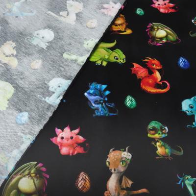 Stoff Baumwolle Jersey Cute Dragons Drachen Design schwarz grün grau blau rot bunt Kinderstoff Kleiderstoff