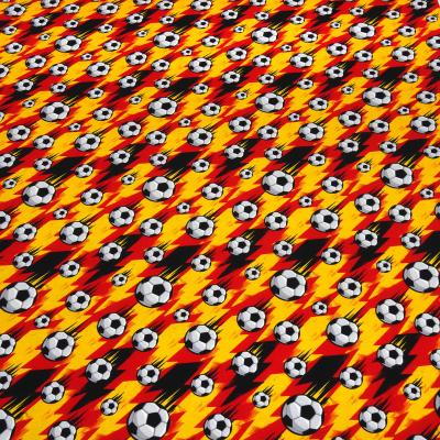 Fabric cotton jersey football soccer design black red gold white children's fabric dress fabric